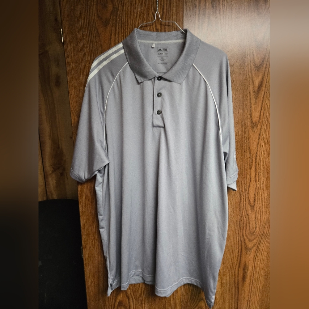 Adidas Gray Polo Shirt with White Accents